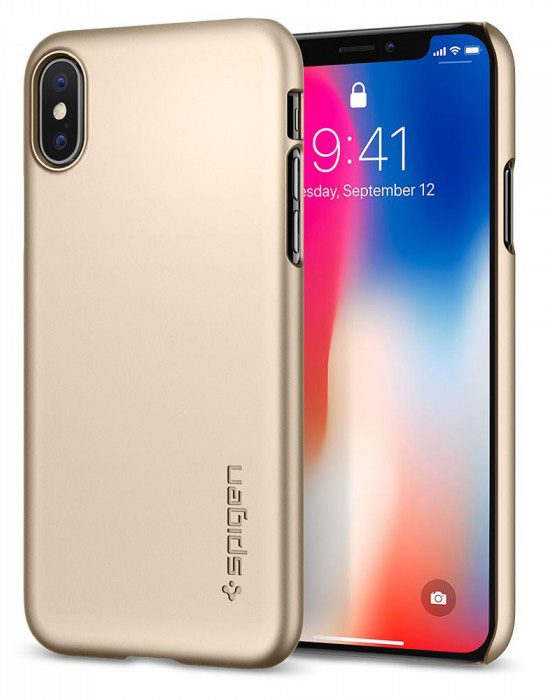 фото Чехол Spigen Thin Fit (057CS22111) для Apple iPhone X (Champagne Gold)