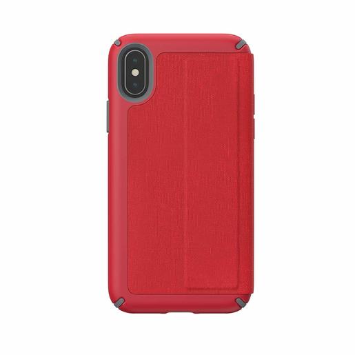 фото Чехол-книжка Presidio Folio для iPhone XS/X. Материал пластик, полиуретан. Цвет красный/серый