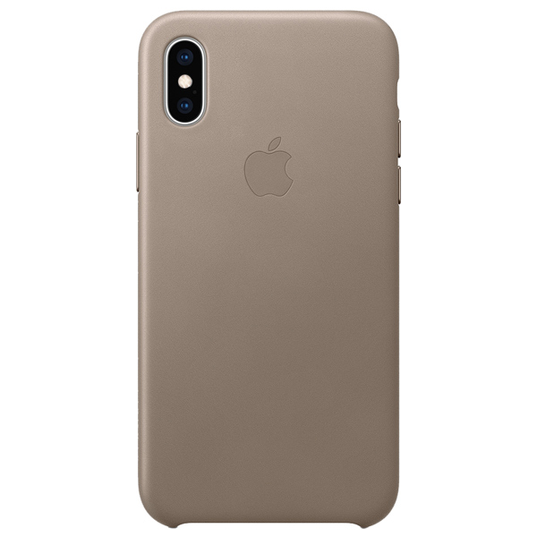 фото Кожаный чехол Apple Leather Case для iPhone XS, цвет (Taupe) платиново-серый