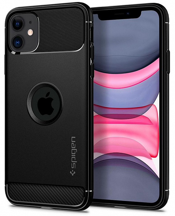 фото Чехол Spigen Rugged Armor, black - iPhone 11
