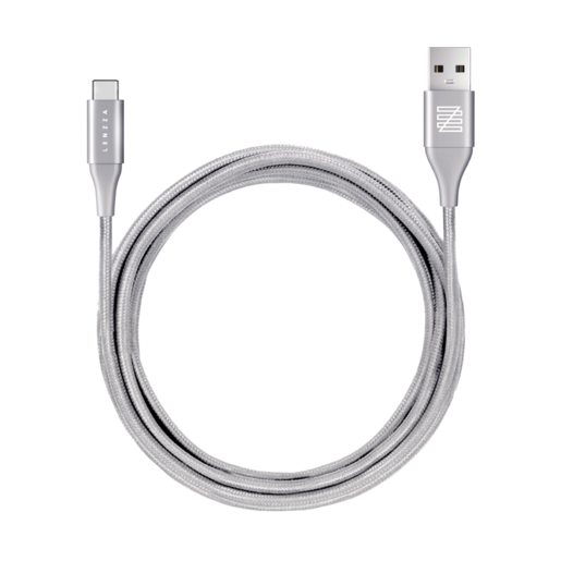 фото LENZZA Nylon Braided Кевларовый кабель Type-C to USB, длина 2 м. Цвет серебряный.
Lenzza Nylon Braided USB Type-C Kevlar Cable,2m - Silver