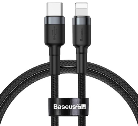 фото Кабель Baseus Cafule (CATLKLF-G1) USB-C/Lightning 1m (Grey/Black)
