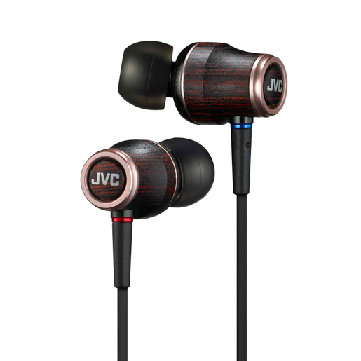 фото Наушники JVC проводные внутриканальные, модель HA-FW02-F, серия WOOD. Цвет: черный