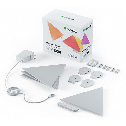 фото Светодиодный светильник Nanoleaf Shapes Triangles Starter Kits. Состоит из 4 независимых светодиодных панелей
