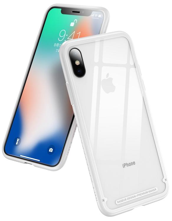 фото Чехол Baseus See-through glass protective case For iP Xs Max White