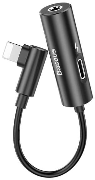 фото Переходник Baseus L42 IP Male to 3.5mm+IP Female Adapter Black