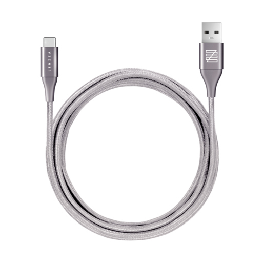 фото LENZZA Nylon Braided Кевларовый кабель Type-C to USB, длина 2 м. Цвет графит.
Lenzza Nylon Braided USB Type-C Kevlar Cable,2m - Grey