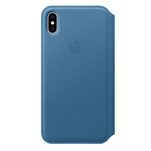фото Кожаный чехол Apple Leather Folio для iPhone XS, цвет (Cape Cod Blue) лазурная волна