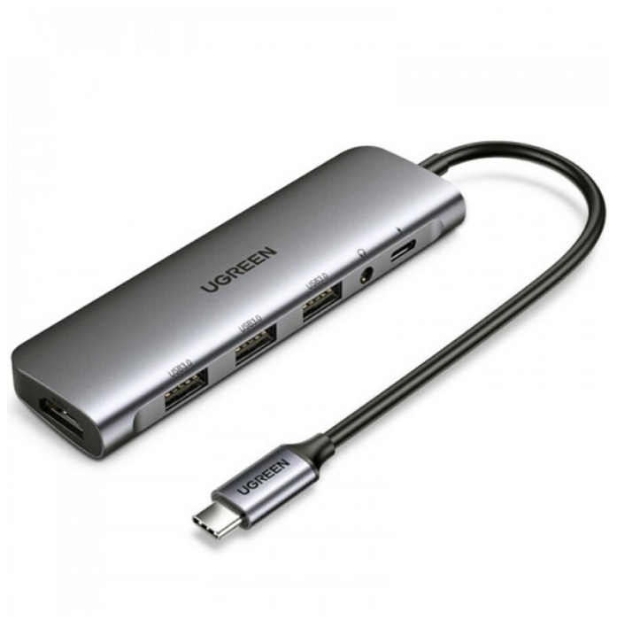 фото UGREEN. USB концентратор Ugreen 6 в 1 (хаб), HDMI, 2 x USB 3.0, SD/TF, PD (70411)