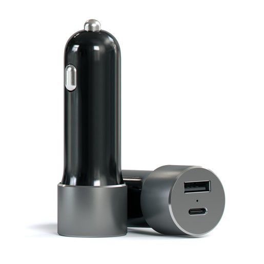 фото Автомобильное зарядное устройство Satechi 48W Car Charger Adapter. Разъемы: Type-C 36Вт, USB 12Вт. Цвет серый космос.Satechi 48W Car Charger Adapter with Type C and Standard USB