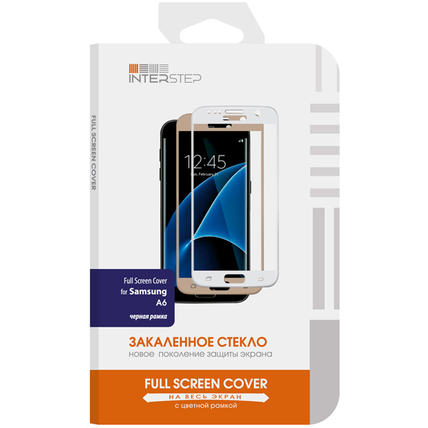 фото Защитное Стекло Full Screen Cover Для Samsung A6, С Черной Рамкой