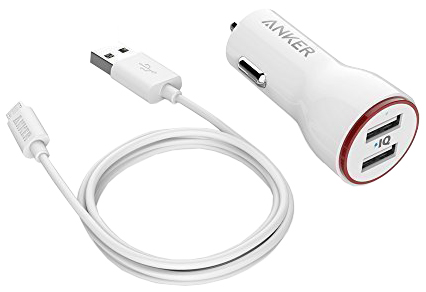 фото АЗУ Anker 24W 2-Port Car Charger + 3ft Micro USB Cable (White)