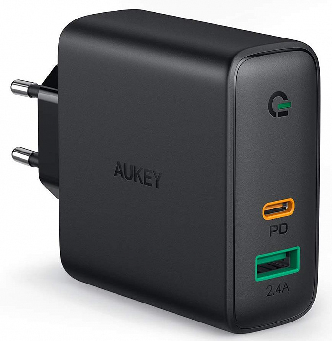 фото Сетевое зарядное устройство AUKEY Dual-Port 60W PD Wall Charger with Dynamic Detect Black