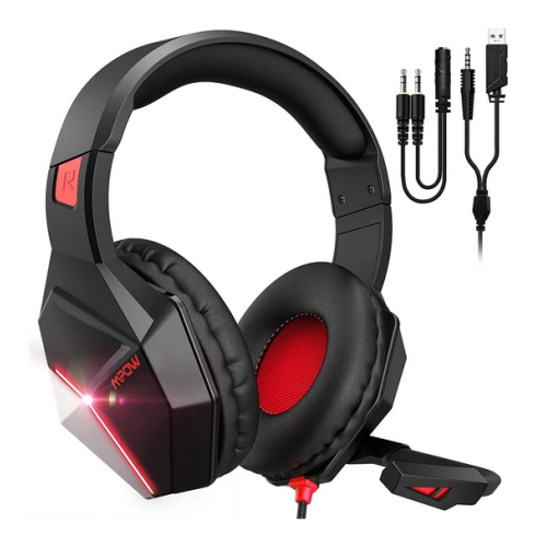 фото MPOW. Игровые наушники EG10, цвет черный/красный