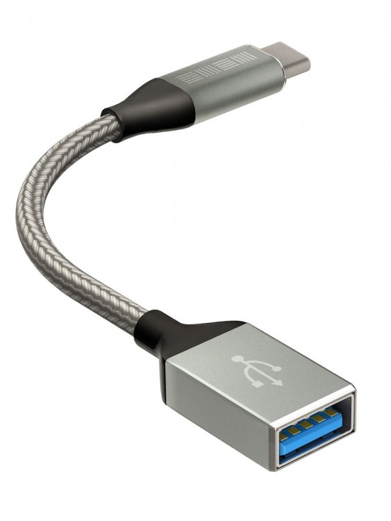фото Кабель OTG TYPE-C выход-USB A, вход, 0,15m, нейлон, мет кон.