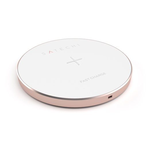 фото Беспроводное зарядное устройство Satechi Wireless Charging Pad. Работает от USB. Цвет розовое золото.Satechi Aluminum Wireless Charger
