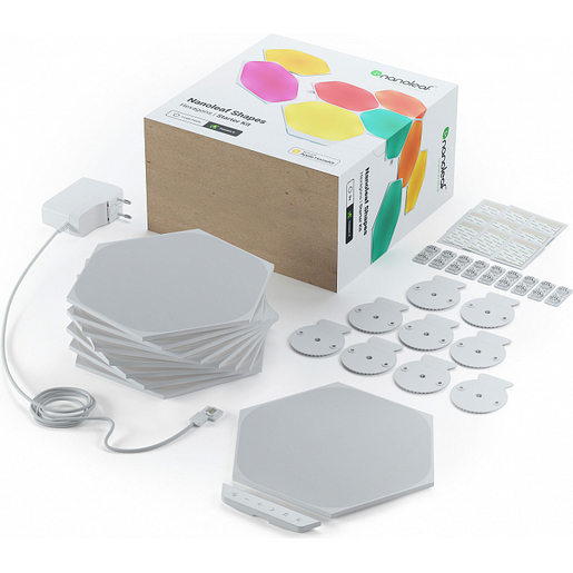фото Светодиодный светильник Nanoleaf Shapes Hexagon Starter Kits. Состоит из 9 независимых светодиодных панелей