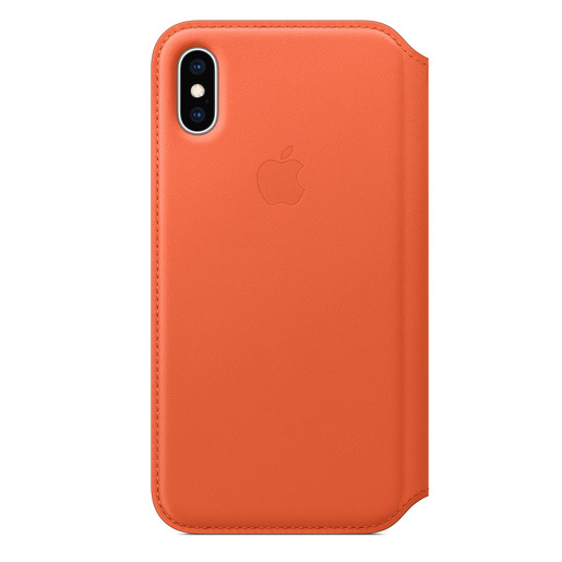 фото Кожаный чехол Apple Leather Folio для iPhone XS, цвет (Sunset) тёплый закат