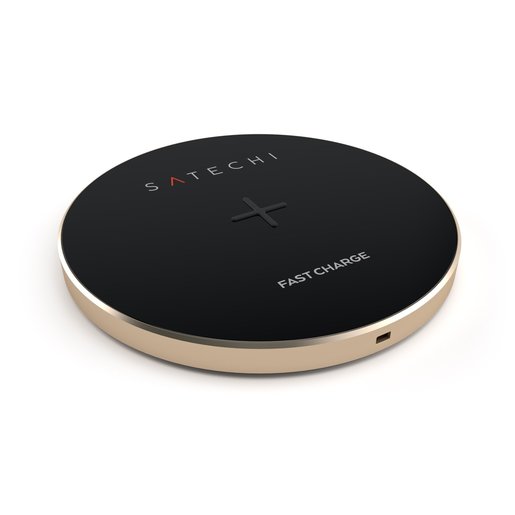 фото Беспроводное зарядное устройство Satechi Wireless Charging Pad. Работает от USB. Цвет золотой.