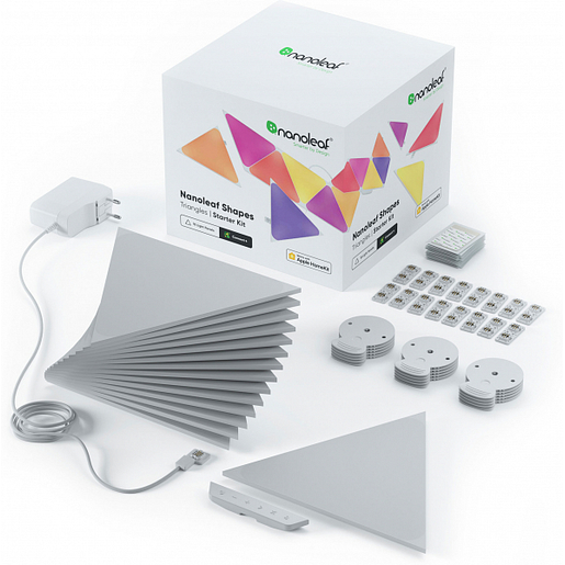 фото Светодиодный светильник Nanoleaf Shapes Triangles Starter Kits. Состоит из 15 независимых светодиодных панелей