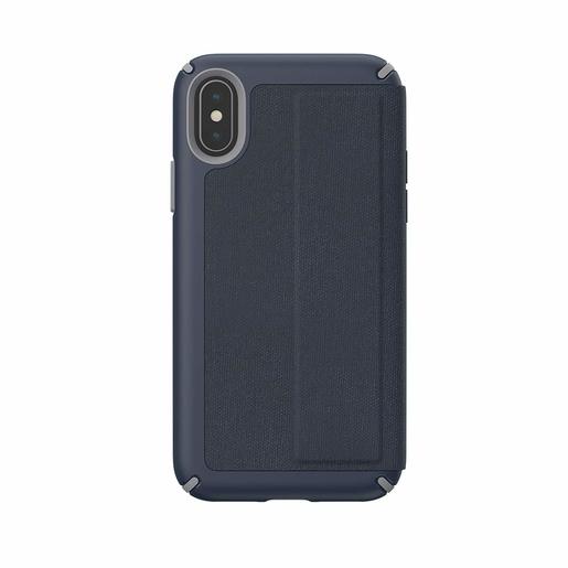 фото Чехол-книжка Presidio Folio для iPhone XS/X. Материал пластик, полиуретан. Цвет синий/серый
