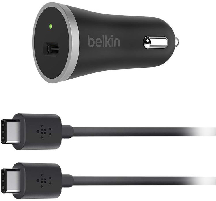фото Автомобильное зарядное устройство + кабель USB-C Belkin Car Charger 15W (F7U005bt04-BLK)