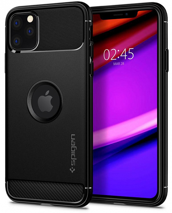 фото Чехол Spigen Rugged Armor, black - iPhone 11 Pro