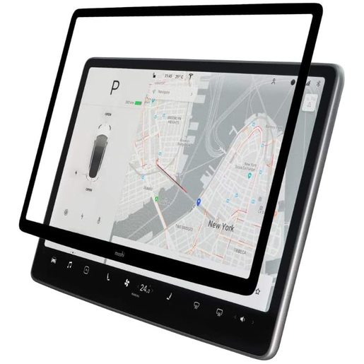 фото Матовое защитное антибликовое покрытие Moshi iVisor для сенсорного экрана автомобиля Tesla Model 3. Цвет боковых сторон - черный