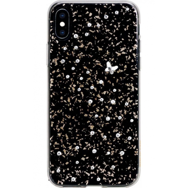 фото Чехол Bling My Thing для iPhone XS/X, с кристаллами Swarovski. Коллекция Papillon. Дизайн Crystal. Цвет черный