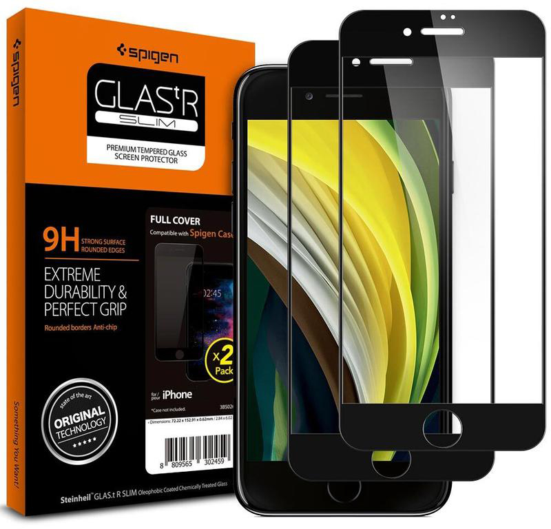 фото Защитное стекло Spigen Glas.tR Slim Full Cover 2pcs (AGL01315) для iPhone 7/8/SE 2020 (Black)
