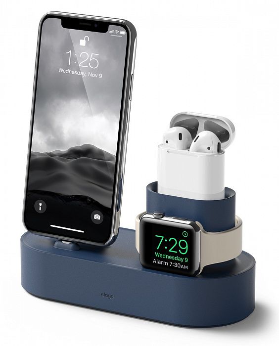 фото Зарядная станция из силикона 3 in 1 Elago Charging hub - iPhone /Apple Watch / AirPods / Jean Indigo