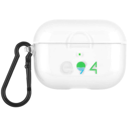 фото Чехол Case-Mate ECO 94 Case для AirPods Pro с черным кольцом-карабином. Материал: ТПУ растительного происхождения. Цвет: прозрачный