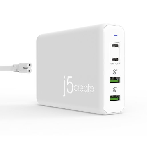 фото Сетевое зарядное устройство j5create 100W PD USB-C™ Super Charger. Цвет: белый