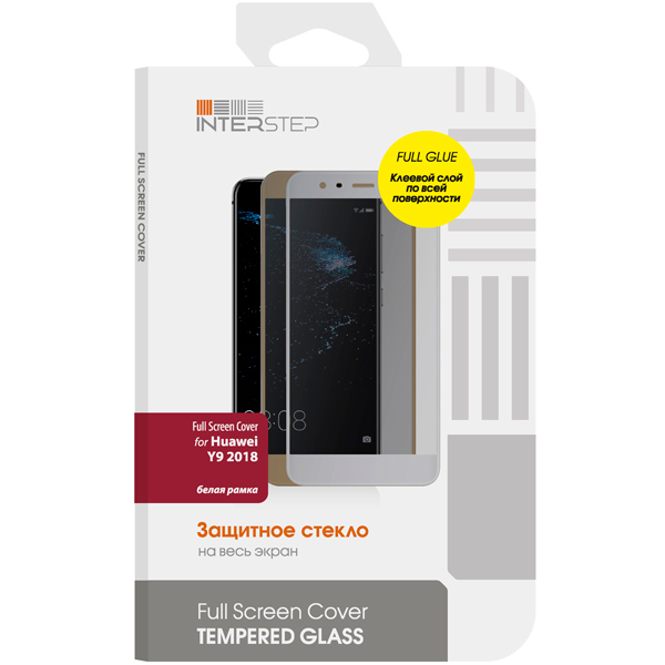 фото Защитное Стекло Full Screen Cover Full Glue Huawei Y9 2018, С Белой Рамкой