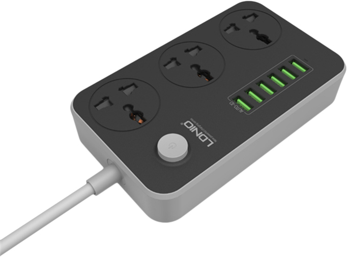фото Cетевой удлинитель LDNIO 6 usb 3 power socket auto max 3.4A 2 метра