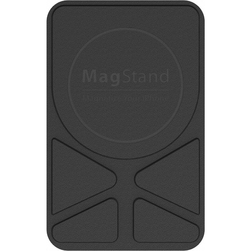 фото Магнитное крепление-подставка SwitchEasy MagStand Leather Stand для зарядного устройства Apple MagSafe. Совместимо с Apple iPhone 12&11. Внешняя отделка: искусственная кожа (полиуретан). Цвет: черный