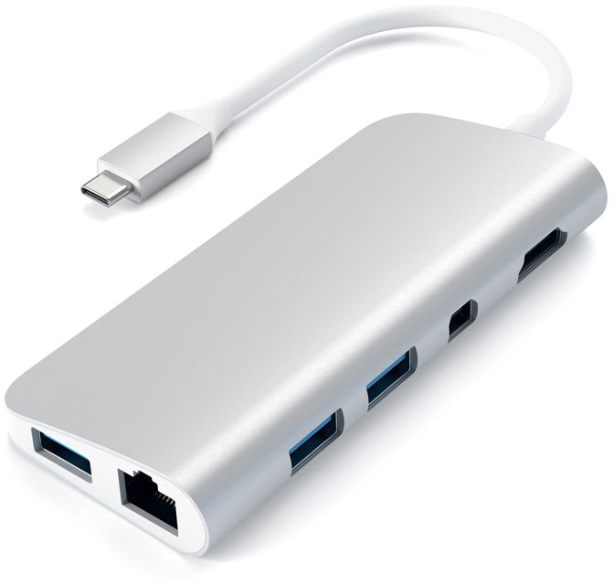 фото USB-концентратор Satechi Aluminum Type-C Multimedia Adapter ST-TCMM8PAS (Silver)