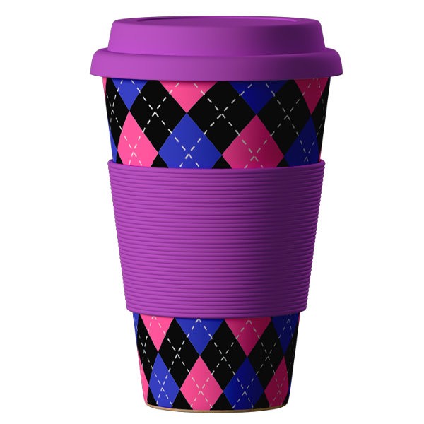 фото ЭКО Стакан из бамбукового волокна &amp;quot;BambooCup&amp;quot;, Шотландка, 400 МЛ