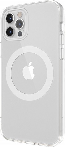 фото Чехол-накладка SwitchEasy MagClear для iPhone 12 & 12 Pro (6.1"). Совместим с Apple MagSafe. Материалы: поликарбонат, ТПУ. Цвет: серебряный