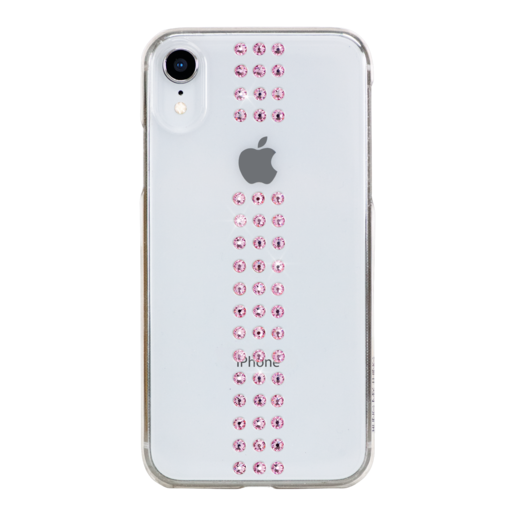 фото Чехол Bling My Thing для iPhone XR с кристаллами Swarovski. Материал пластик. Коллекция Stripe. Дизайн Light Rose. Цвет прозрачный