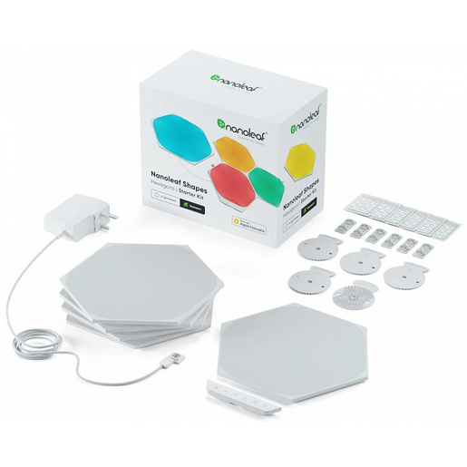 фото Светодиодный светильник Nanoleaf Shapes Hexagon Starter Kits. Состоит из 5 независимых светодиодных панелей