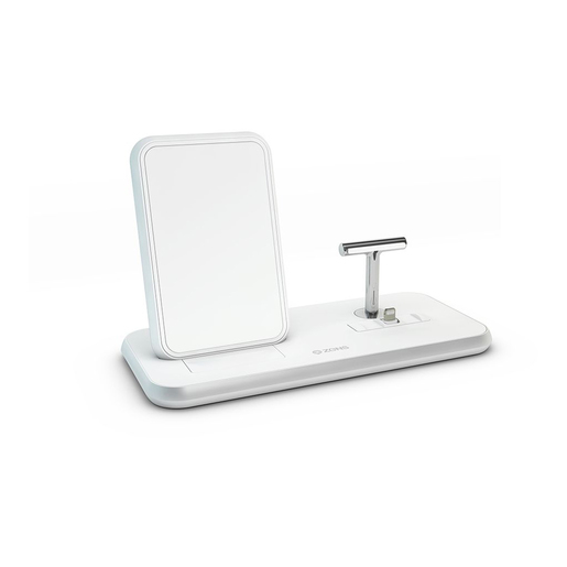 фото Беспроводное зарядное устройство ZENS Stand+Dock Aluminium Wireless Charge. Цвет белый