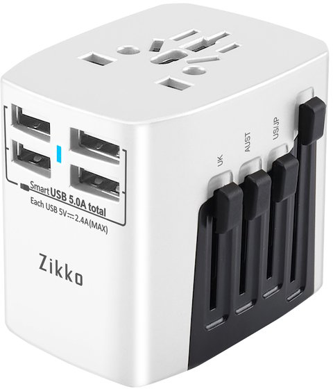 фото Сетевая зарядка Zikko Worldwide Travel Adaptor BST631 4 USB (Pearl White)