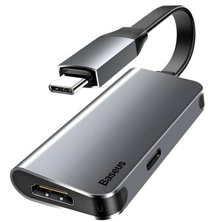 фото Хаб Baseus Little box  TYPE-C to HDMI+Type-C PD mini high-definition smart HUB converter Dark gray