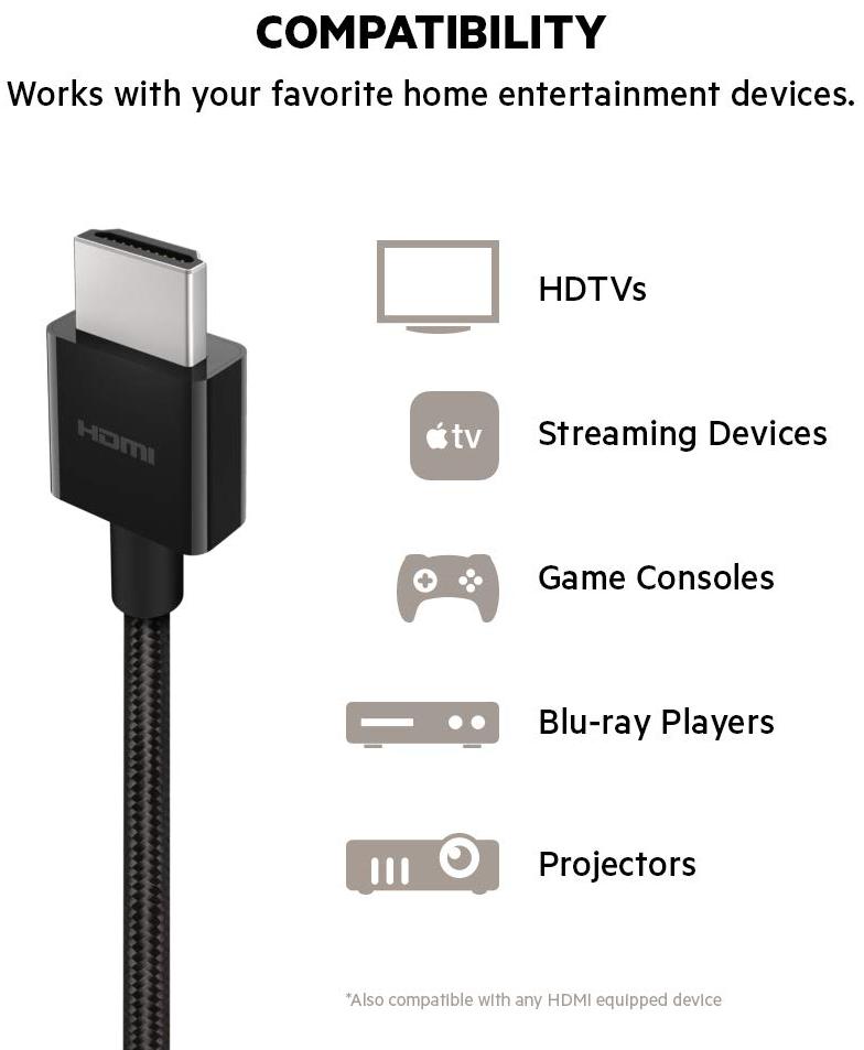 Кабель Belkin Ultra HD High Speed 4К/8К HDMI 2.1 (AV10176bt1M-BLK) 1м ...
