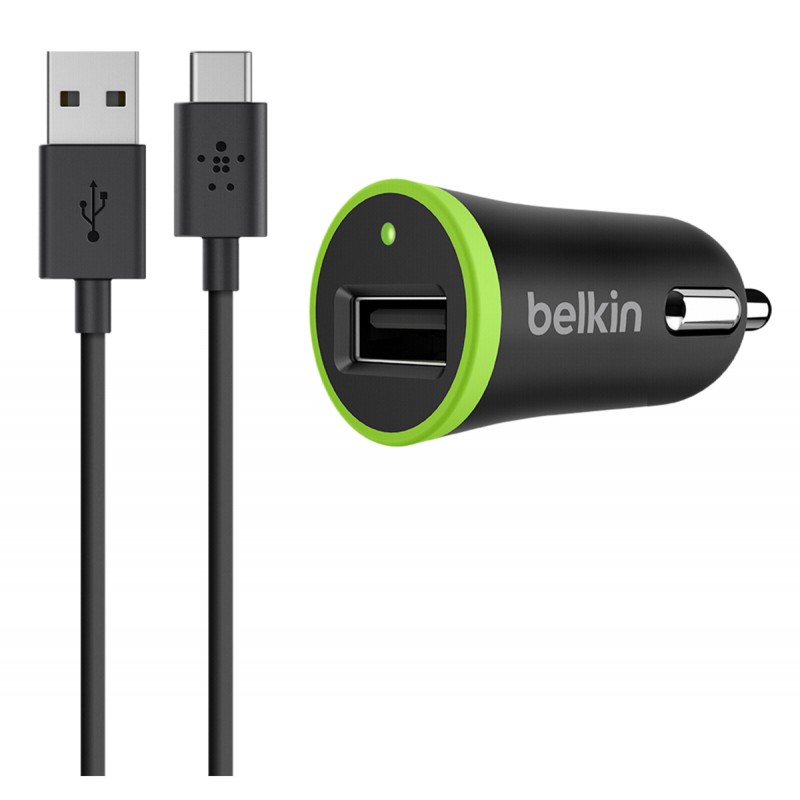 фото Автомобильное зарядное устройство Belkin Cable with Universal Car Charger USB-C to USB-A F7U002bt06-BLK (Black)