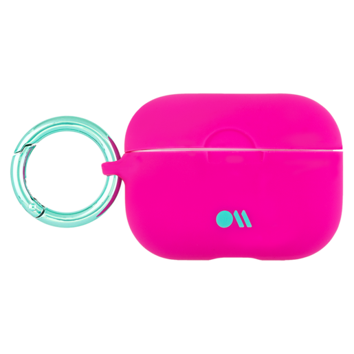 фото Чехол Case-Mate AirPods PRO Hookups для футляра с возможностью беспроводной зарядки наушников AirPods PRO. Цвет фуксия, кольцо мятное