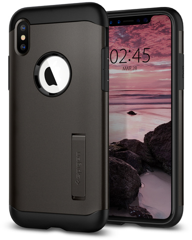 фото Чехол Spigen Slim Armor, gunmetal - iPhone XS/X