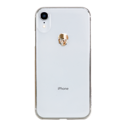 фото Чехол Bling My Thing для iPhone XR с кристаллами Swarovski. Коллекция Treasure. Дизайн Gold Skull. Цвет прозрачный