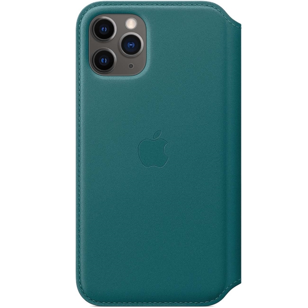 фото Apple iPhone 11 Pro Max Leather Folio - Peacock,Кожанный чехол для Iphone 11 Pro Max цвета зеленый павлин